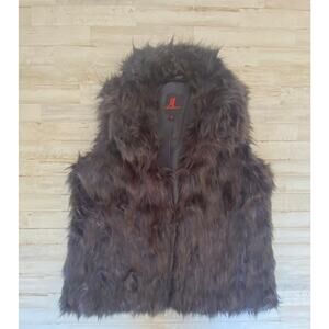 Adrienne Landau Black Faux Fur Vest  SZ 1XL C100084